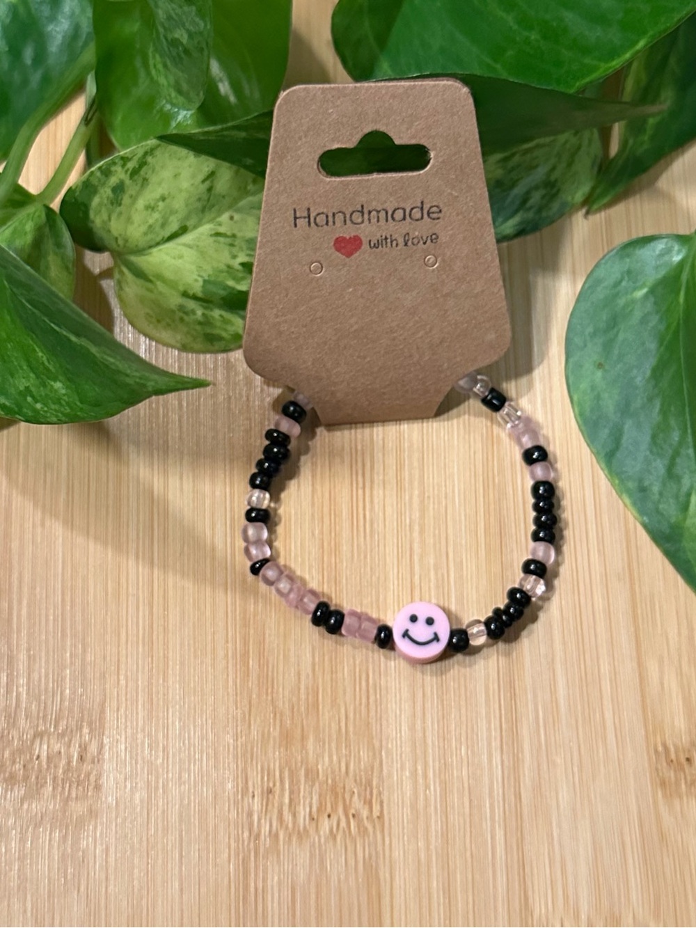 😊✨‎ Smiley Face Stretchy Beaded Bracelet | Handmade | Clay Smiley Face Charm 😊